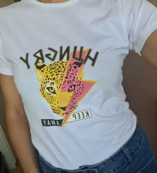 Camiseta blanca leopardo Hungry