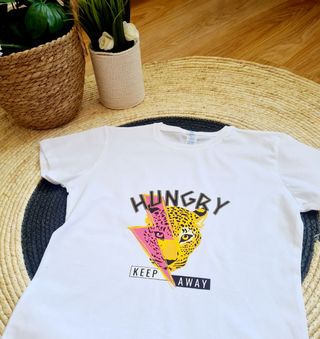 Camiseta blanca leopardo Hungry