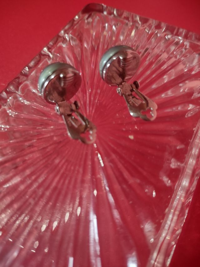 Pendientes de plata,perla verde grisacea