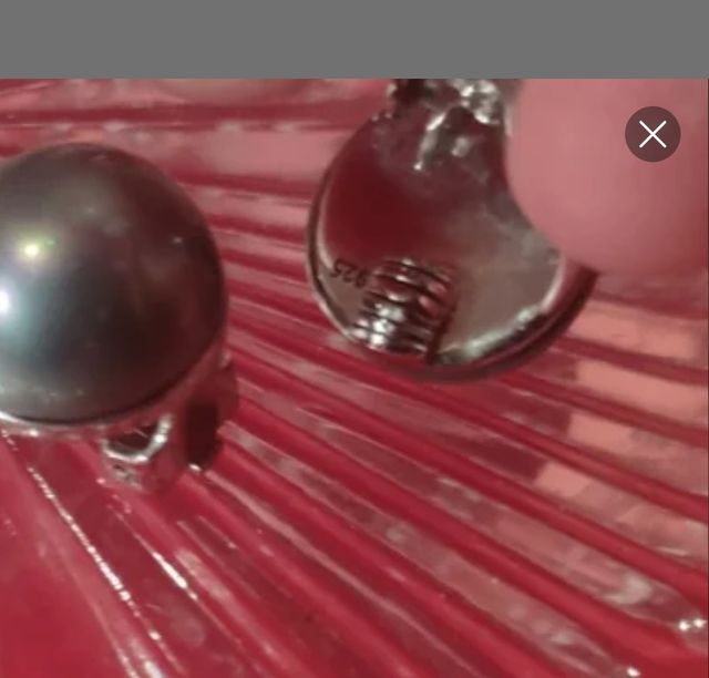 Pendientes de plata,perla verde grisacea