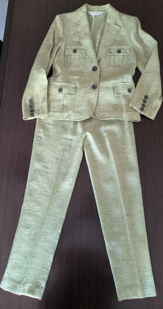 Completo Zara verde lino seta viscosa Tg S