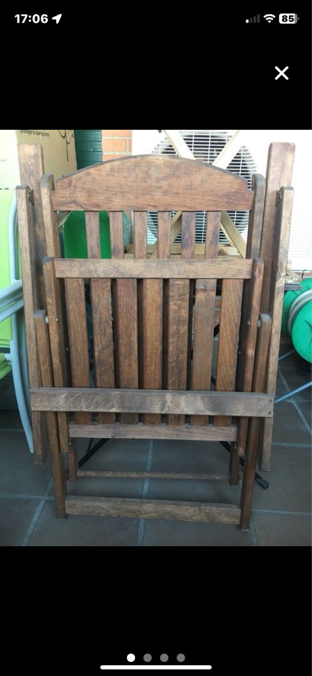 Sillón Plegable de Madera con asiento color crema