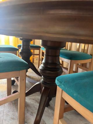 Mesa ovalada madera maciza + 6 sillas