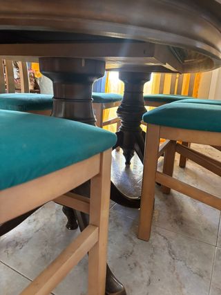 Mesa ovalada madera maciza + 6 sillas