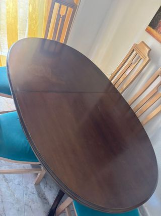Mesa ovalada madera maciza + 6 sillas
