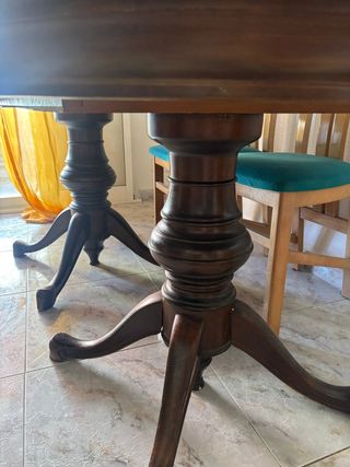 Mesa ovalada madera maciza + 6 sillas