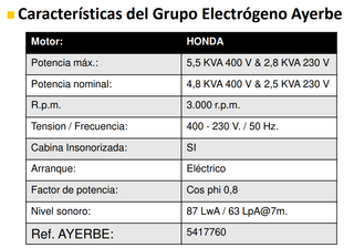 Gerador Ayerbe AY-5500H TX INS E- 5417760