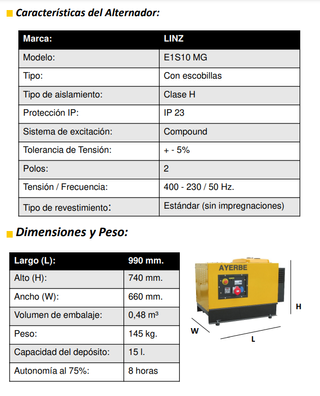 Gerador Ayerbe AY-5500H TX INS E- 5417760