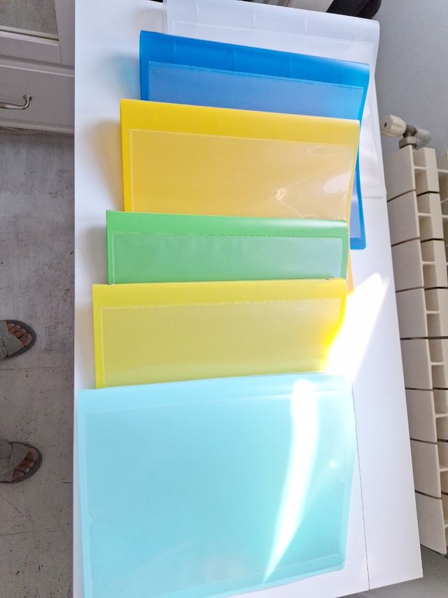 Juego de seis carpetas de anillas de colores