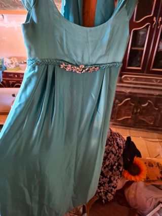 Vestido fiesta turquesa T.L-XL muy bonito 