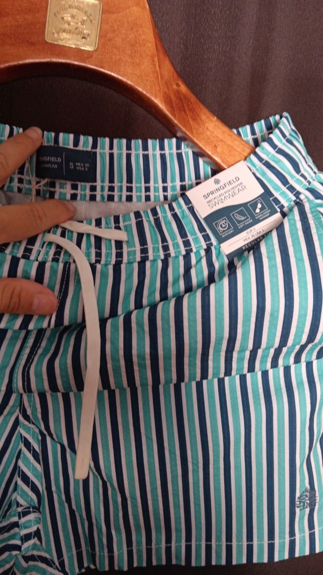 Bañador Springfield rayas azul-verde