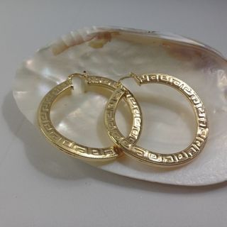 Aros Greca grandes | Chapado Oro 18k