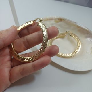 Aros Greca grandes | Chapado Oro 18k