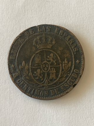 Moneda 5 cts de escudo 1868 OM Jubia