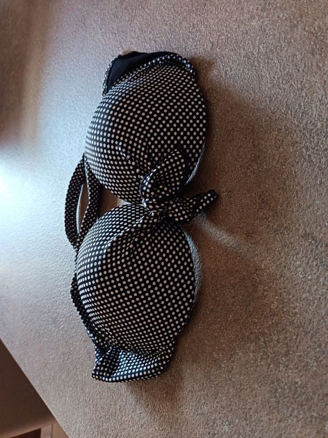 Bikini a fascia pois bianco e nero