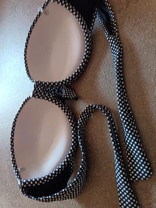 Bikini a fascia pois bianco e nero