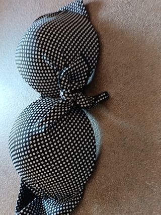 Bikini a fascia pois bianco e nero