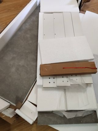 Mesa Comedor Gris y Blanca, nueva 120x80x75