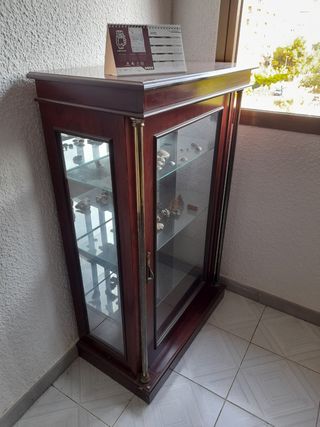 Vitrina antigua de madera y cristal
