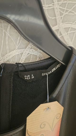 Vestido negro piel sintética - Talla S