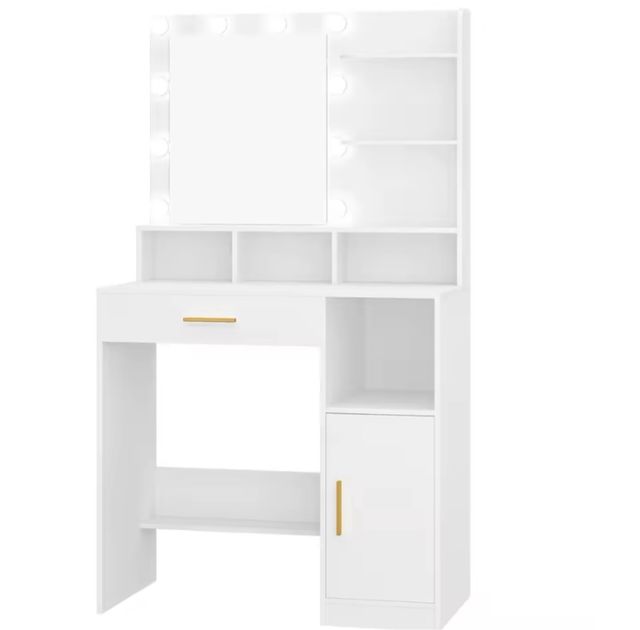 Tocador con espejo LED blanco 80cm