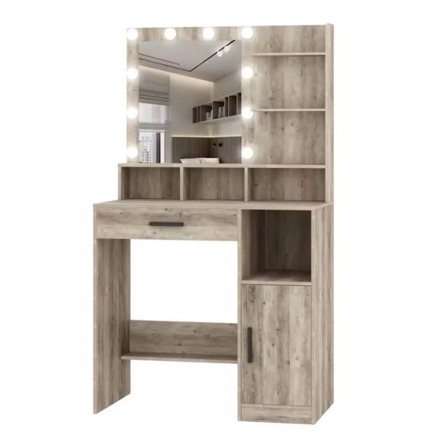 Tocador con espejo LED blanco 80cm