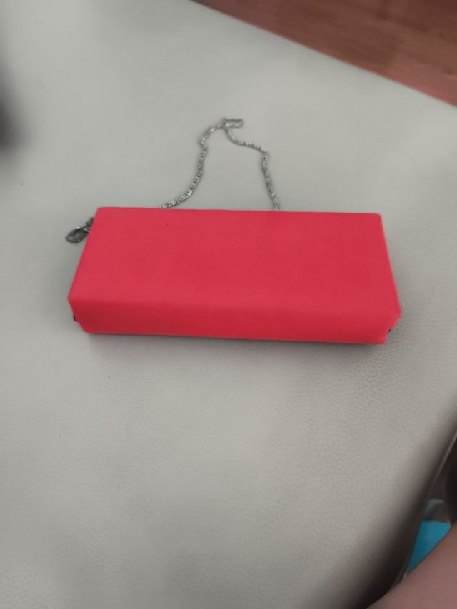 Clutch rojo fiesta - Cadena plata