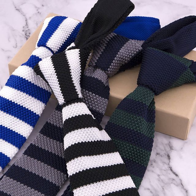 Corbatas tejidas a rayas - 4 pzas