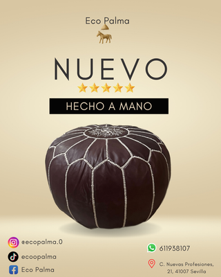 Puff Marroquí Piel - Eco Palma