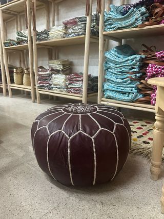 Puff Marroquí Piel - Eco Palma