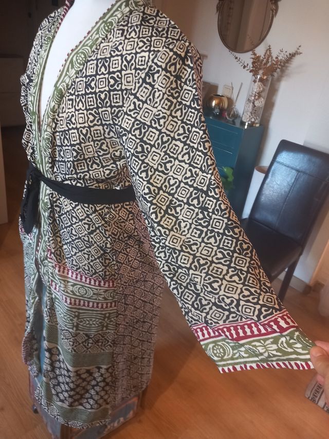 Kimono estampado - Negro y Verde