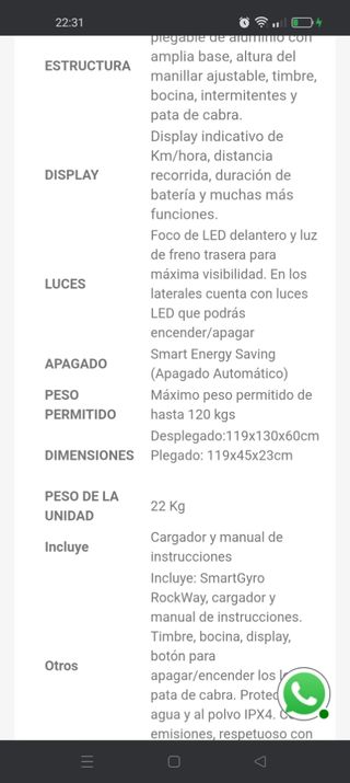 Patinete eléctrico SmartGyro RockWay
