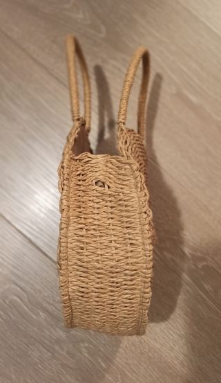 Bolso rafia redondo beige