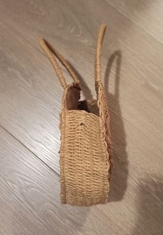 Bolso rafia redondo beige