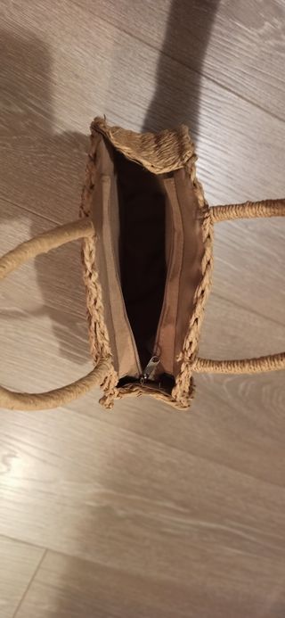 Bolso rafia redondo beige