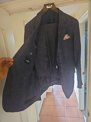Traje lino azul - 100%