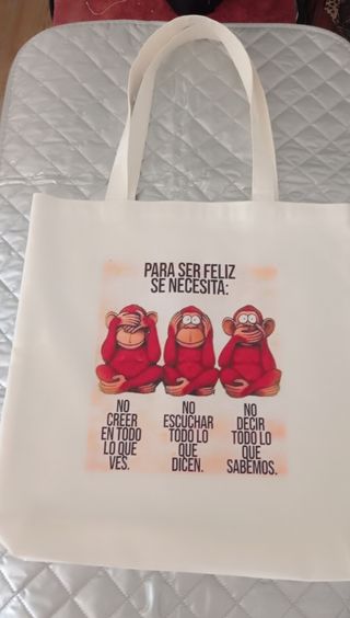 Tote bag blanca - 3 monos