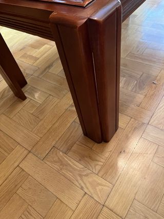 2 Mesas,madera-cristal marrón,de centro y pequeña 