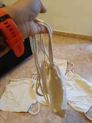 5 Mochilas beige - Bolsas de tela