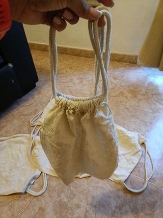 5 Mochilas beige - Bolsas de tela