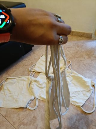 5 Mochilas beige - Bolsas de tela