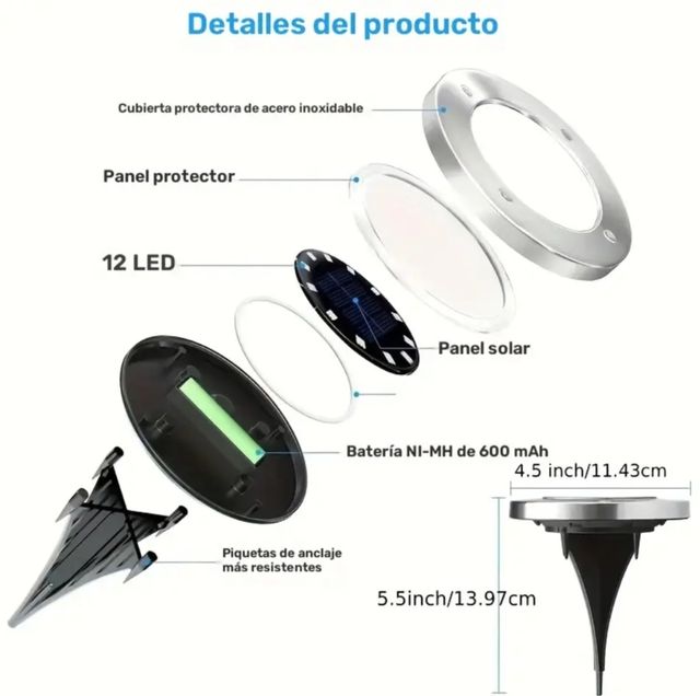 12 grandes luzes solares de jardim LED