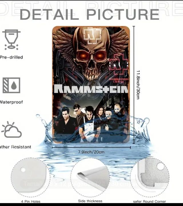 Cartel metálico Rammstein. Nuevo.