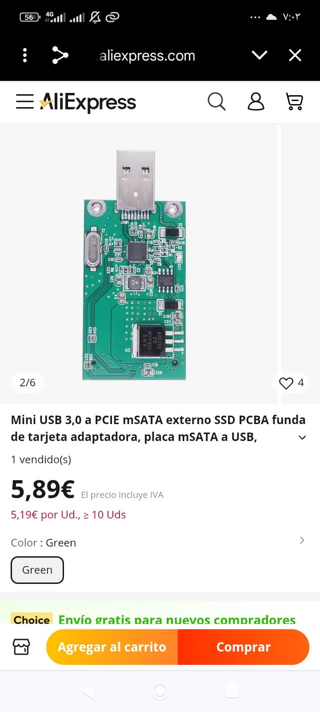 2 Adaptadores mSATA a USB 3.0