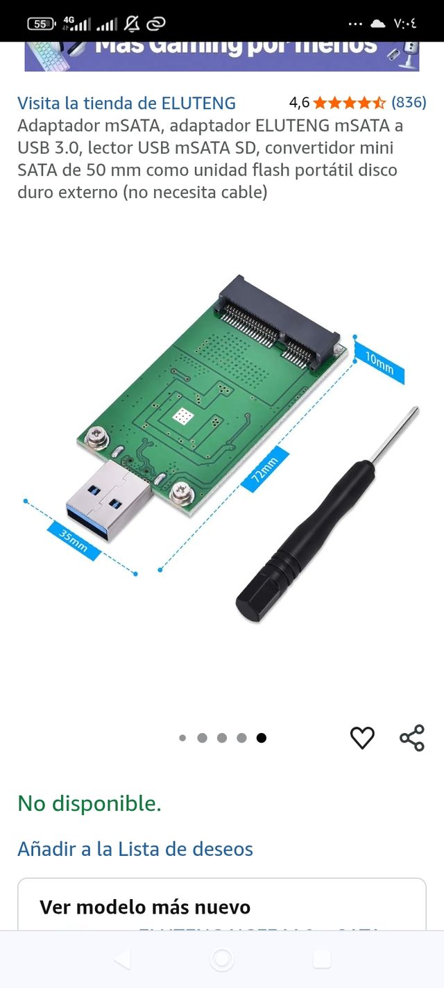 2 Adaptadores mSATA a USB 3.0