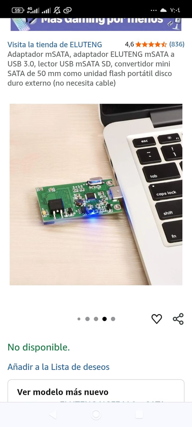 2 Adaptadores mSATA a USB 3.0