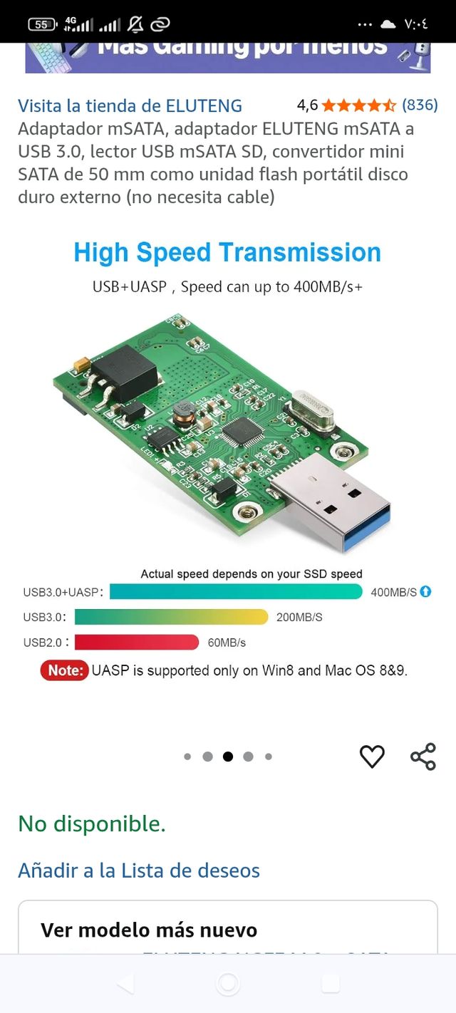 2 Adaptadores mSATA a USB 3.0