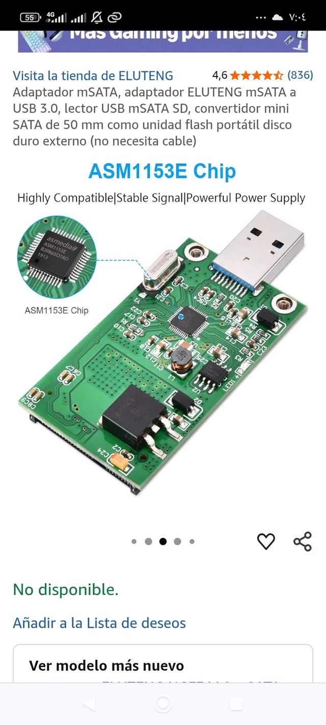 2 Adaptadores mSATA a USB 3.0