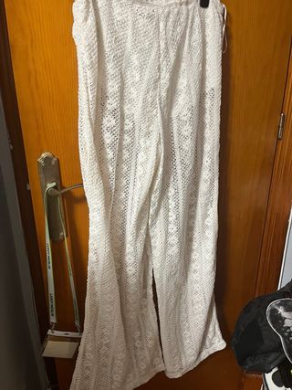 Pantalón crochet blanco largo