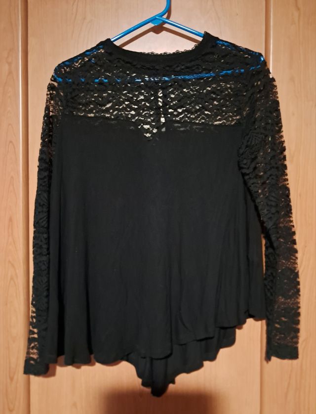 Blusa nera Bershka pizzo